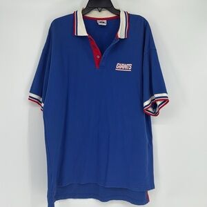 New York Giants Vintage Polo Shirt Blue Red Football NFL NY Size XL